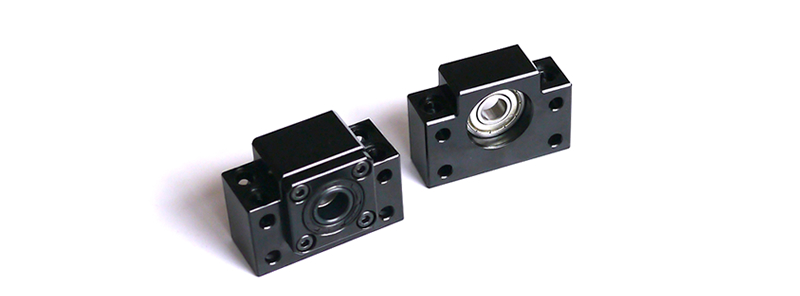 BK/BF, FK/FF, EK/EF series — fixed and supported bearing blocks for ball screws.